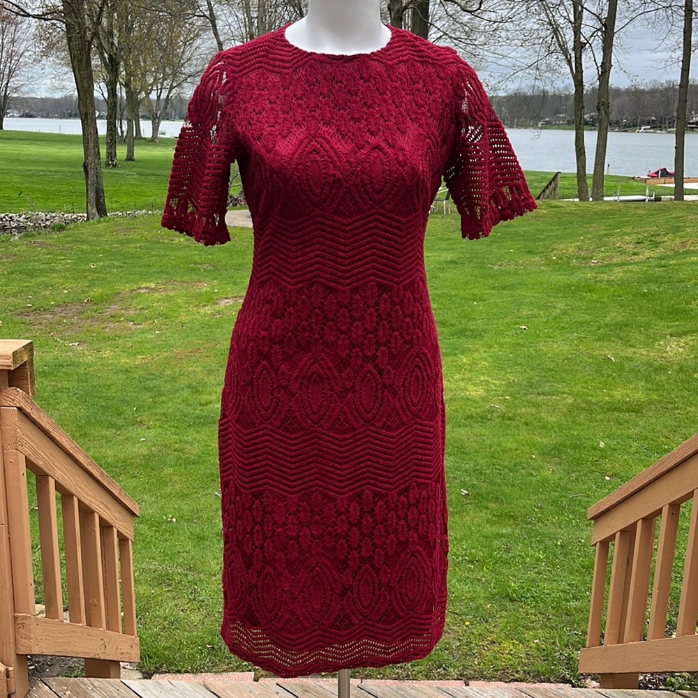 Sharagano lovely lace dress 6-8